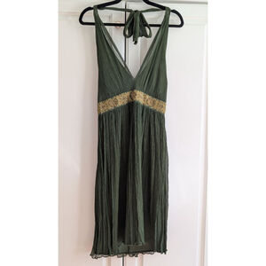 Women's Maggy London Green Gold Embellished Mini Dress Size 4